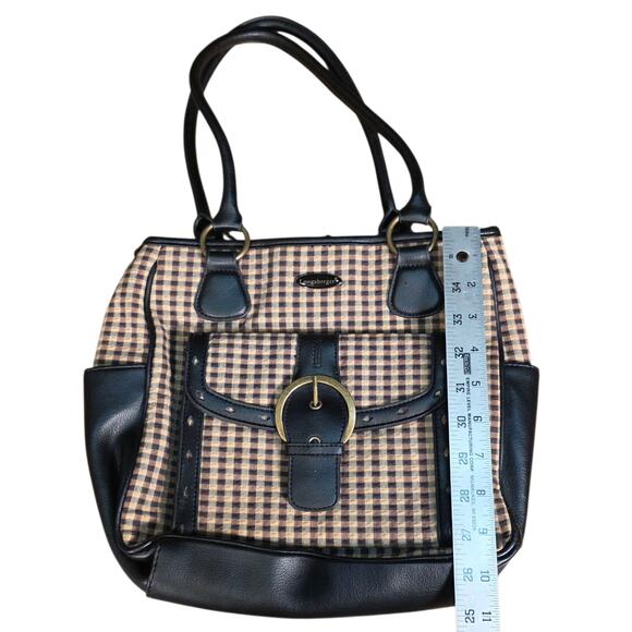 Vtg. Longaberger Houndstooth Shoulder Tote Bag Brown Black Cream - Picture 7 of 10